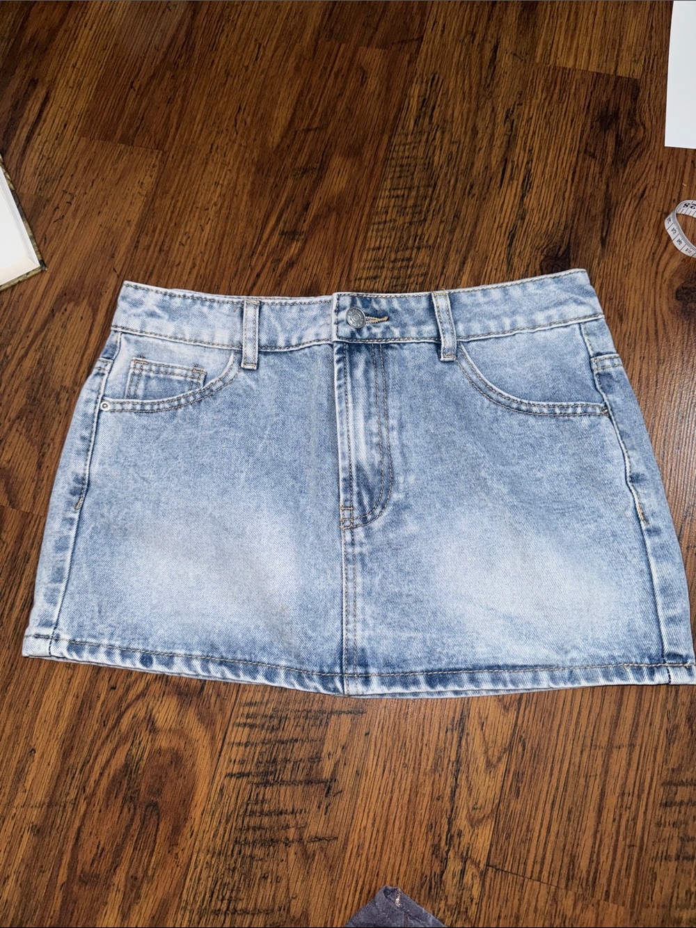 SHEIN Light Blue Washed Denim Ultra Mini Skirt 17.1T